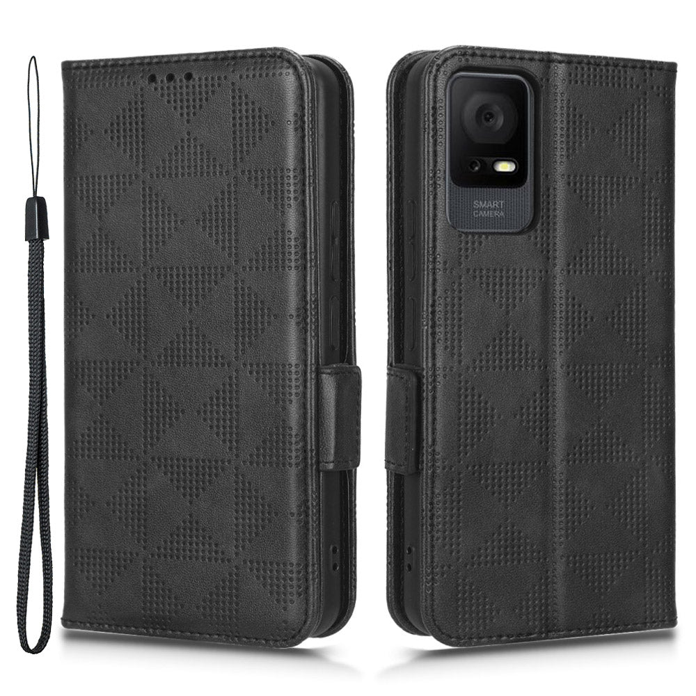 Cell Phone Cover Bag for TCL 405 406 T506D Imprinted Triangle Pattern Flip Phone Case Stand PU Leather Wallet Cell Phone Cover Bag for TCL 405 406 T506D Imprinted Triangle Pattern Flip Phone Case Stand PU Leather Wallet